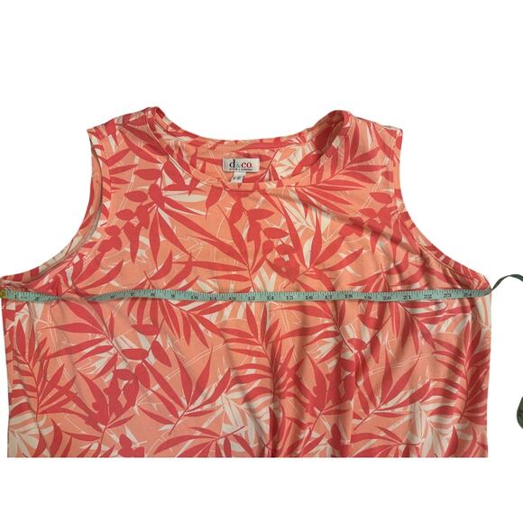 D&Co Sleeveless A-Line Dress 3XP Coral Tropical Leaf Print - Picture 5 of 5